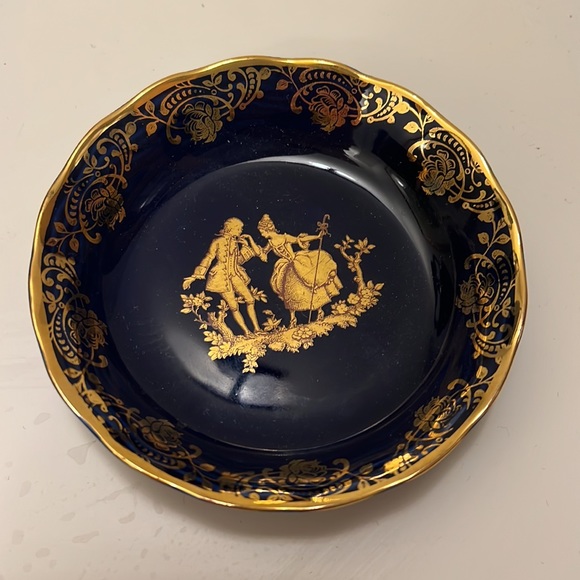 Vintage Limoges France Navy Blue & Gold small trinket dish - Picture 3 of 4